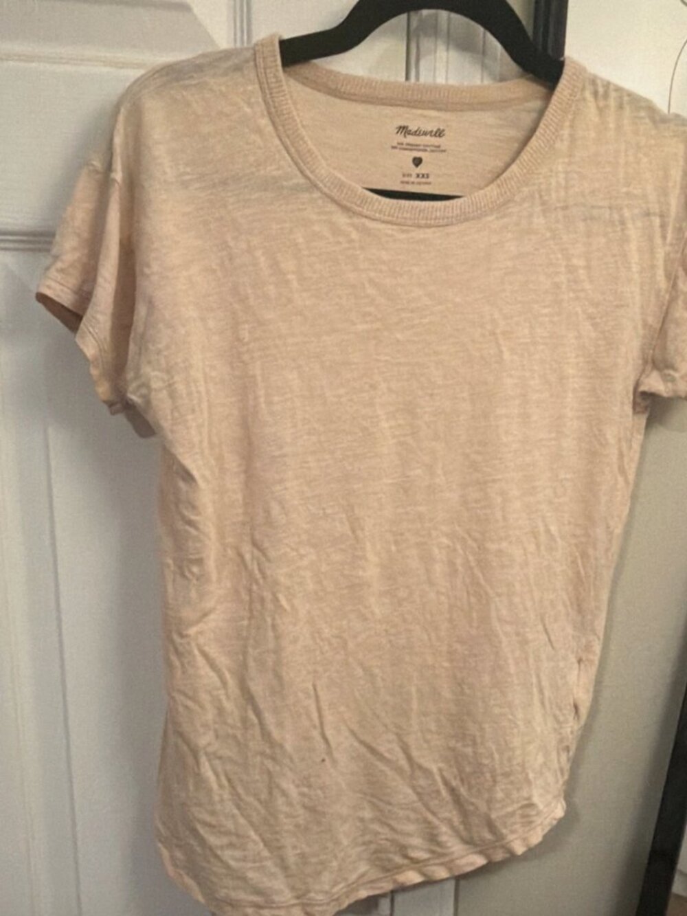 Madewell Solid Beige Tee 2XS Women’s Cotton Knit Crew Neck Short Sleeve